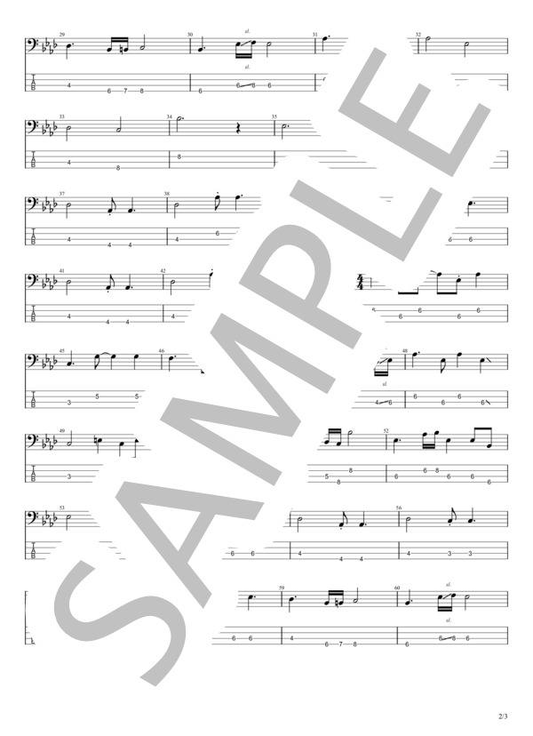 裸の心 (あいみょん) / エレキベース 中級 - サンプル譜面 2/3