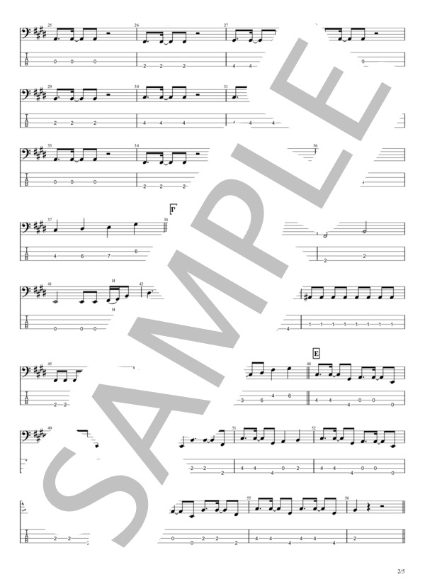 あなただけ見つめてる (大黒 摩季) / エレキベース 中級 - サンプル譜面 2/5