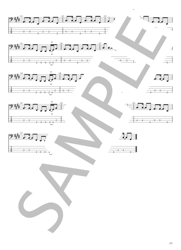 あなただけ見つめてる (大黒 摩季) / エレキベース 中級 - サンプル譜面 5/5