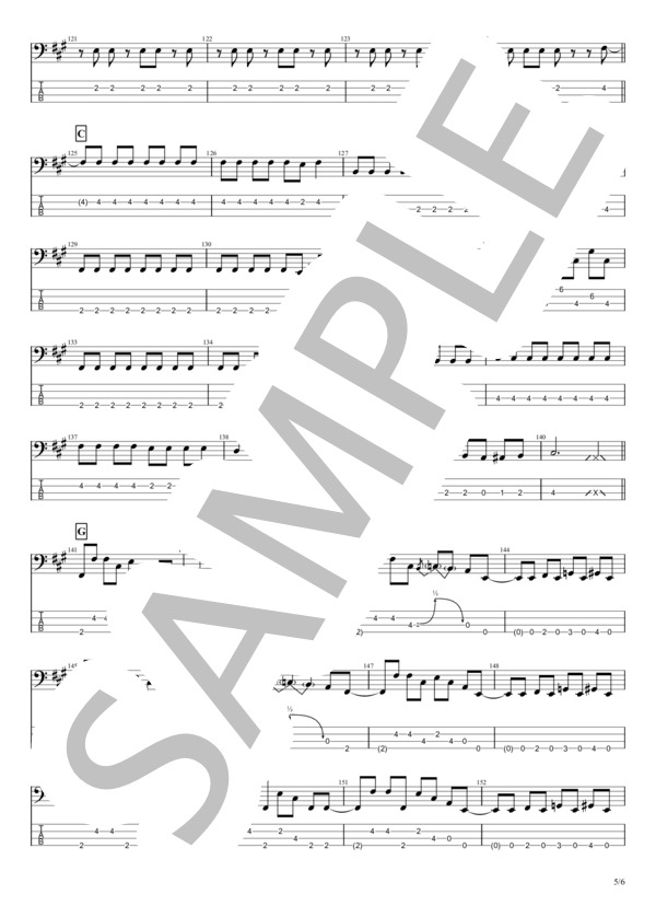 男 (久宝 留理子) / エレキベース 入門 - サンプル譜面 5/5