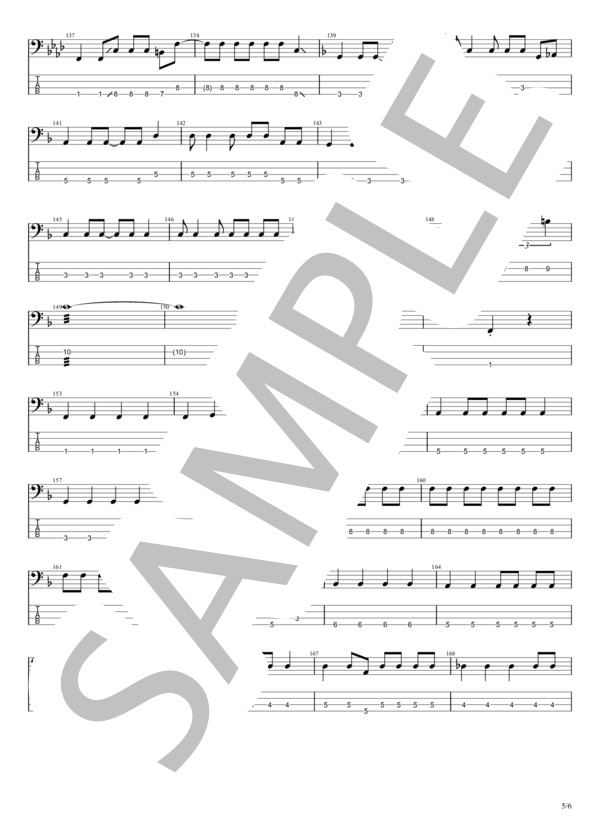 始まりの朝 (Official髭男dism) / エレキベース 入門 - サンプル譜面 5/5