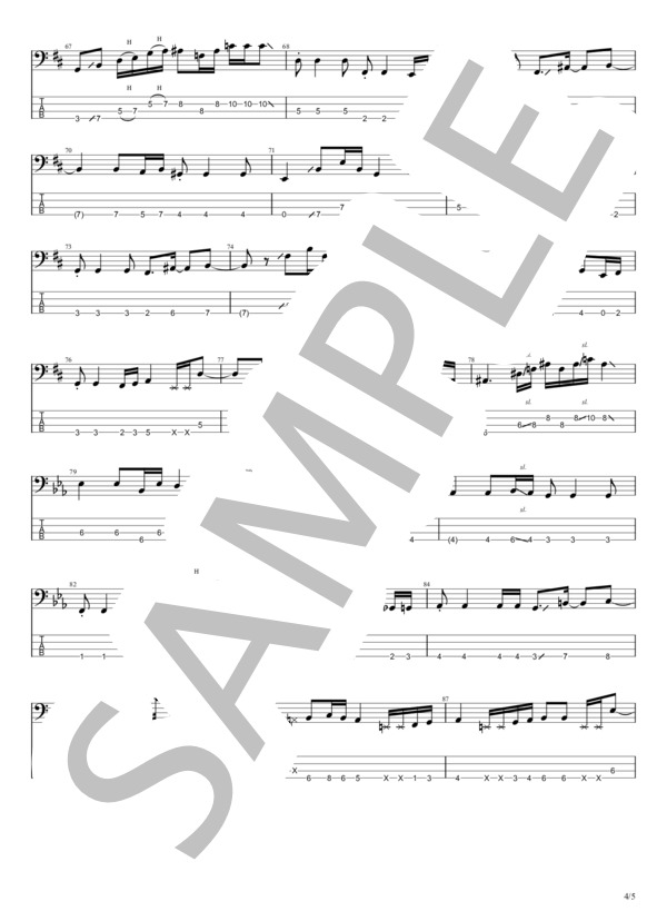 ビンテージ (Official髭男dism) / エレキベース 初級 - サンプル譜面 4/5