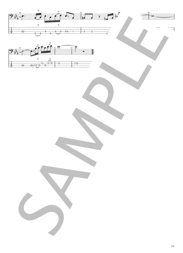 ビンテージ (Official髭男dism) / エレキベース 初級 - サンプル譜面 5/5