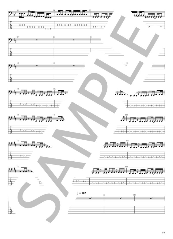 それでも君には戻れない (B’z) / エレキベース 中級 - サンプル譜面 4/5