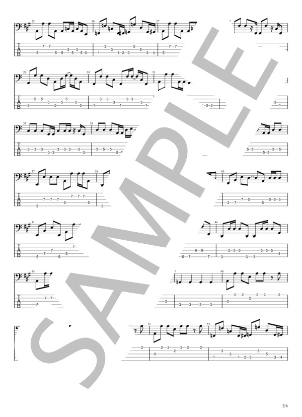 WILD LIFE (B'z) / エレキベース 中級 - サンプル譜面 2/5