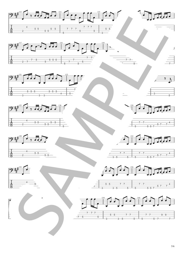 WILD LIFE (B'z) / エレキベース 中級 - サンプル譜面 5/5