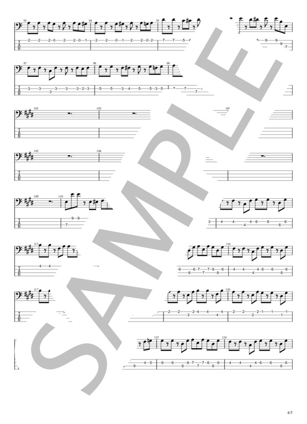 Wonderful Opportunity (B’z) / エレキベース 中級 - サンプル譜面 4/5