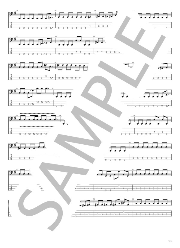 さよなら傷だらけの日々よ (B’z) / エレキベース 中級 - サンプル譜面 2/5