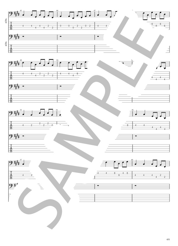 ultra soul (B'z) / エレキベース 中級 - サンプル譜面 4/5