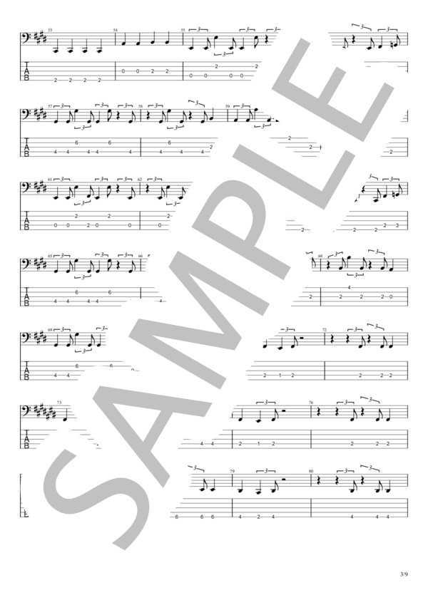 HOLY NIGHT にくちづけを (B’z) / エレキベース 中級 - サンプル譜面 3/5