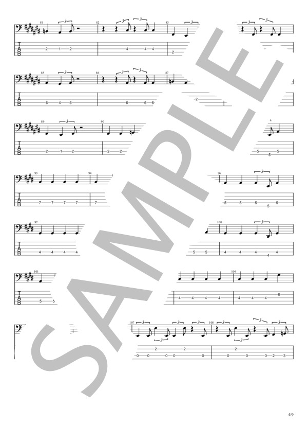 HOLY NIGHT にくちづけを (B’z) / エレキベース 中級 - サンプル譜面 4/5