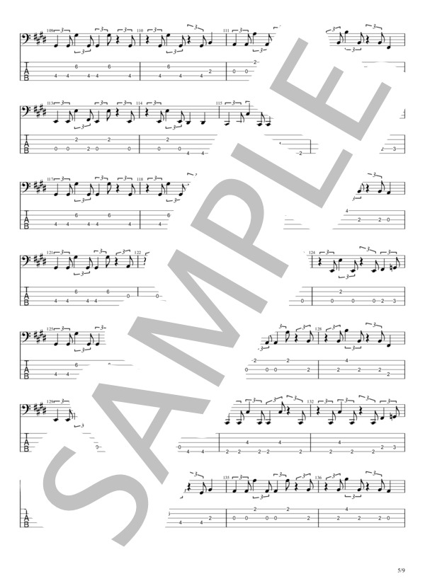 HOLY NIGHT にくちづけを (B’z) / エレキベース 中級 - サンプル譜面 5/5