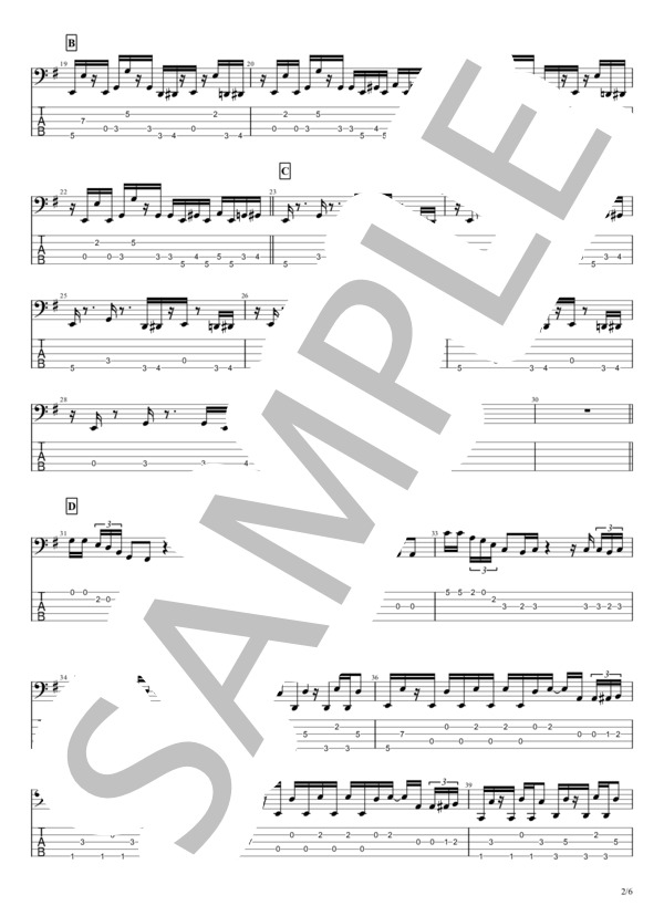 GIMME YOUR LOVE (B’z) / エレキベース 中〜上級 - サンプル譜面 2/5