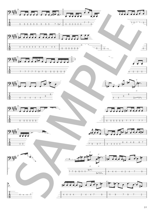 兵、走る (B'z) / エレキベース 中級 - サンプル譜面 2/5