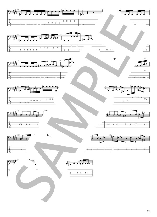 兵、走る (B'z) / エレキベース 中級 - サンプル譜面 5/5