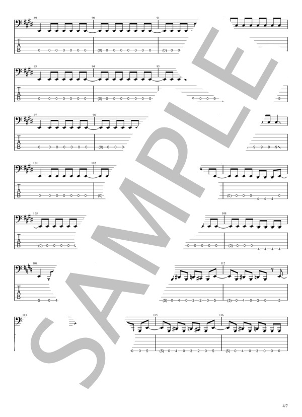 ギミチョコ!! (BABYMETAL) / エレキベース 中級 - サンプル譜面 4/5