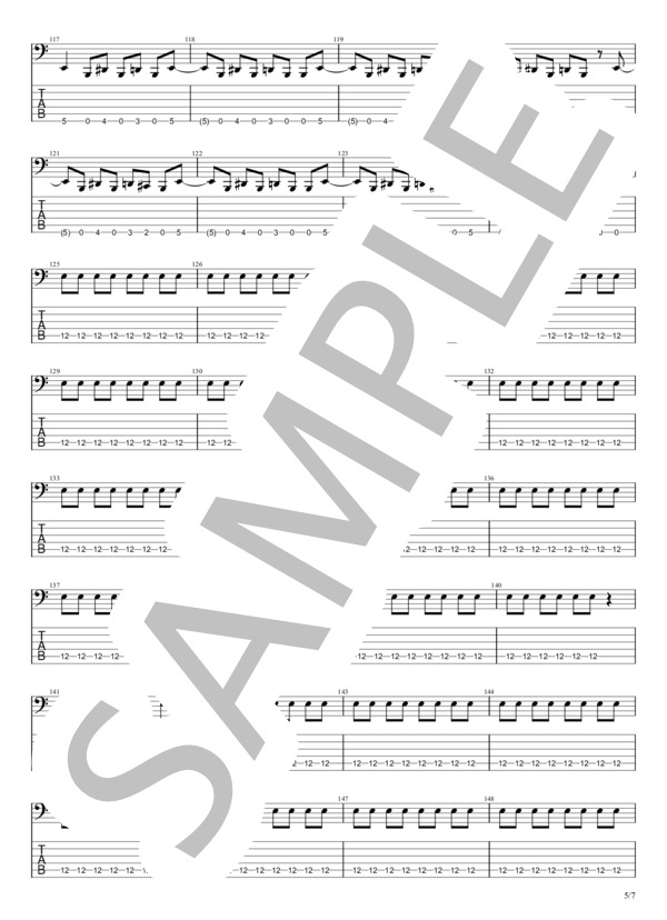 ギミチョコ!! (BABYMETAL) / エレキベース 中級 - サンプル譜面 5/5