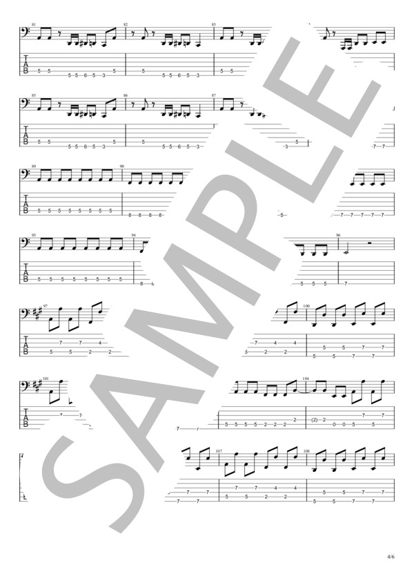 ド.キ.ド.キ☆モーニング (さくら学院（重音部 BABYMETAL）) / エレキベース 中級 - サンプル譜面 4/5