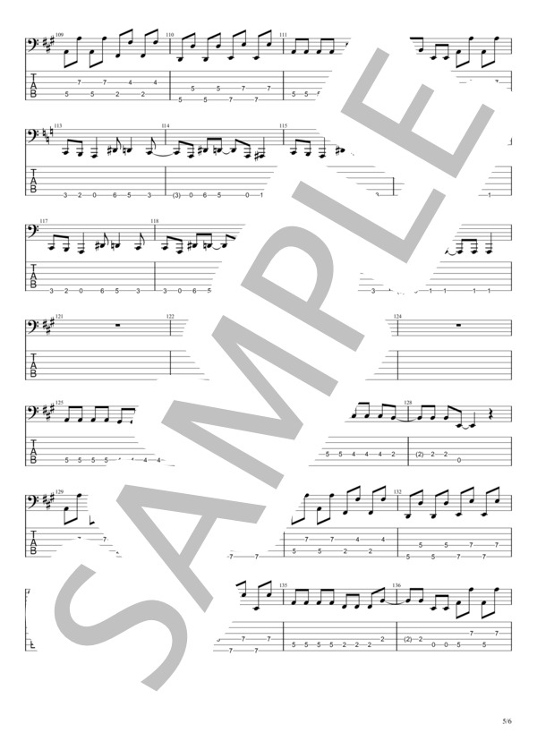 ド.キ.ド.キ☆モーニング (さくら学院（重音部 BABYMETAL）) / エレキベース 中級 - サンプル譜面 5/5