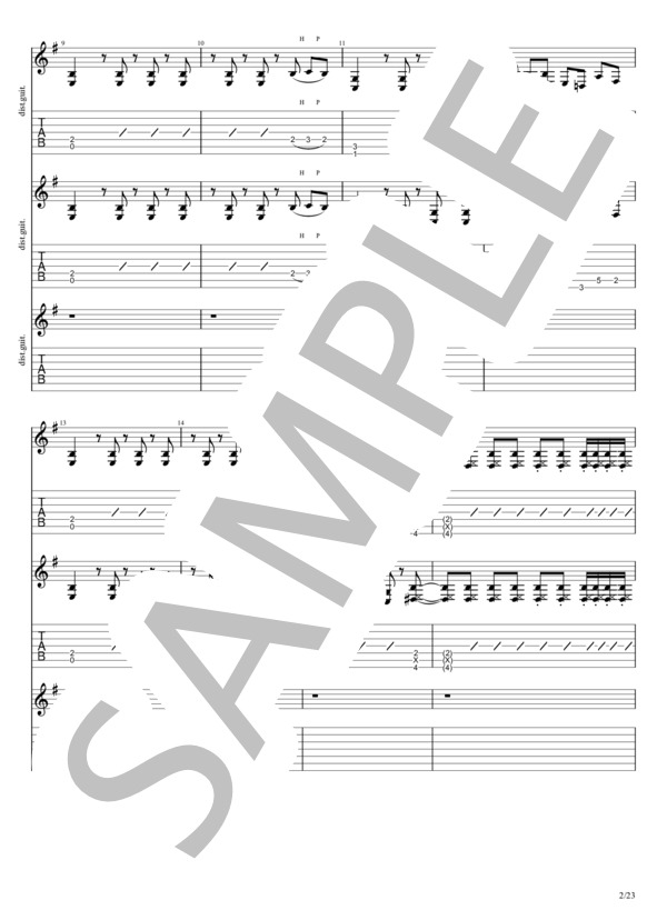 ヤバッ！ (BABYMETAL) / エレキギター 中〜上級 - サンプル譜面 2/5