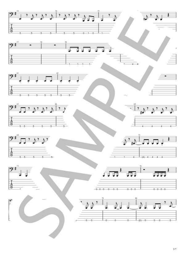 ヤバッ！ (BABYMETAL) / エレキベース 中級 - サンプル譜面 3/5