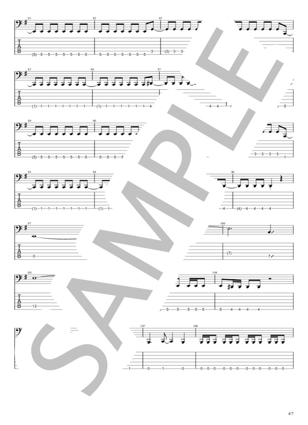 ヤバッ！ (BABYMETAL) / エレキベース 中級 - サンプル譜面 4/5