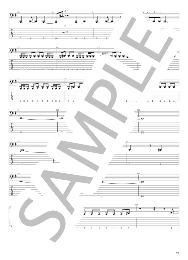 ヤバッ！ (BABYMETAL) / エレキベース 中級 - サンプル譜面 5/5