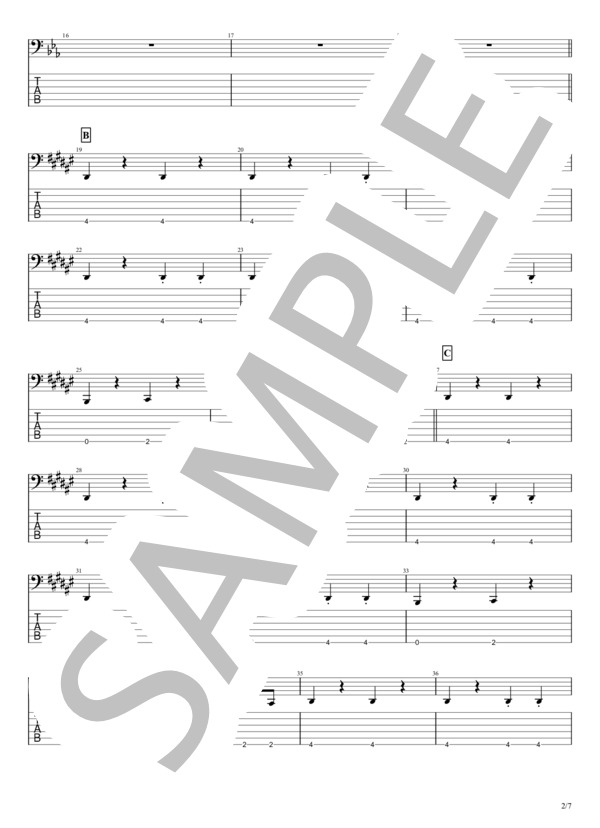 META!メタ太郎 (BABYMETAL) / エレキベース 中級 - サンプル譜面 2/5