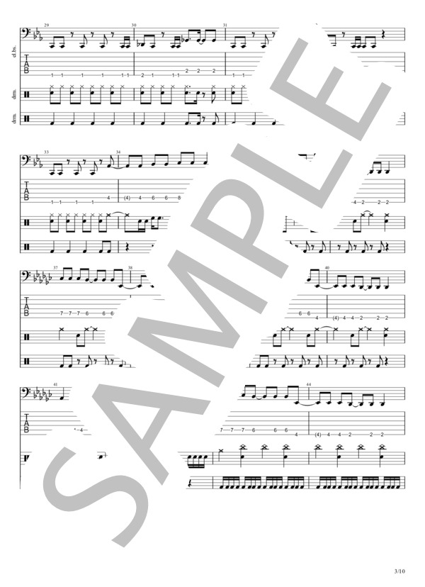 Distortion (BABYMETAL) / エレキベース 上級 - サンプル譜面 3/5