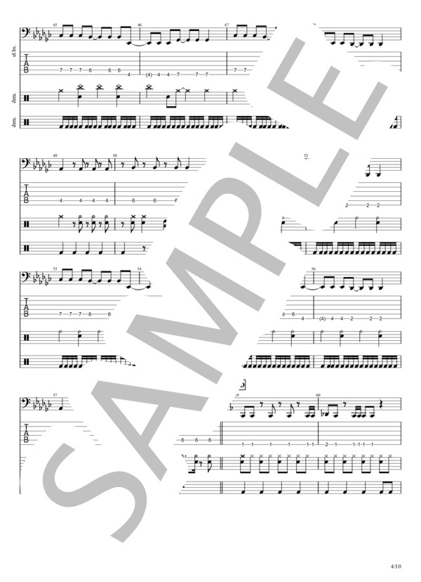 Distortion (BABYMETAL) / エレキベース 上級 - サンプル譜面 4/5