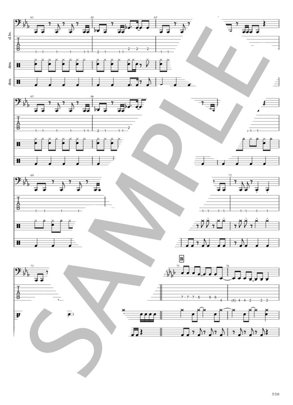 Distortion (BABYMETAL) / エレキベース 上級 - サンプル譜面 5/5