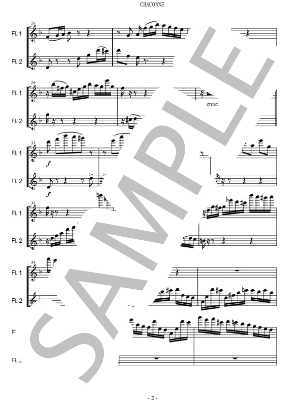 Chaconne (ヨハン・セバスチャン・バッハ) / フルート 中〜上級 - サンプル譜面 2/5