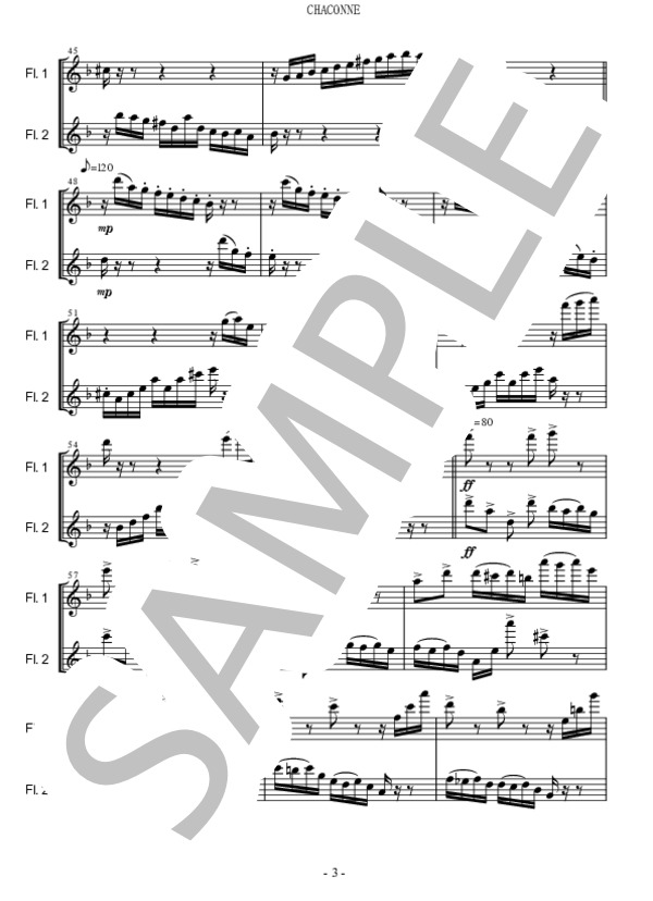 Chaconne (ヨハン・セバスチャン・バッハ) / フルート 中〜上級 - サンプル譜面 3/5