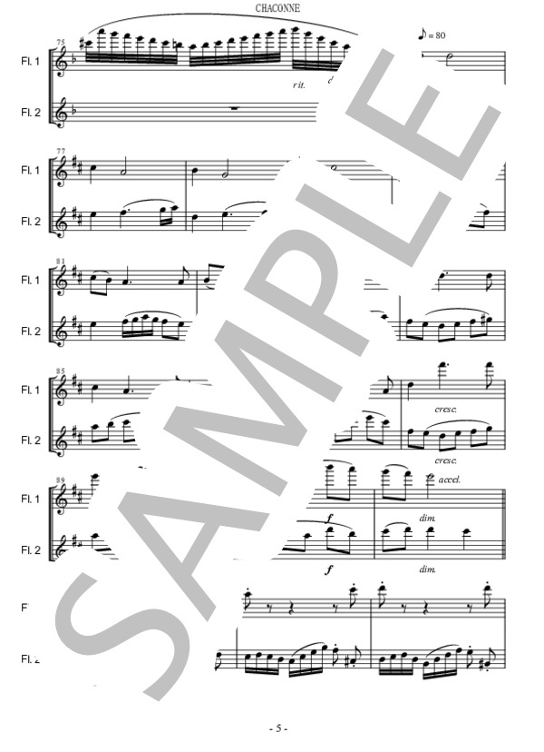 Chaconne (ヨハン・セバスチャン・バッハ) / フルート 中〜上級 - サンプル譜面 5/5