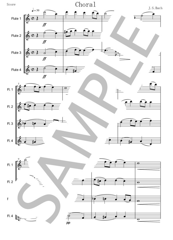 コラ－ル 二短調 (ヨハン・セバスチャン・バッハ) / フルート 初級 - サンプル譜面 1/2