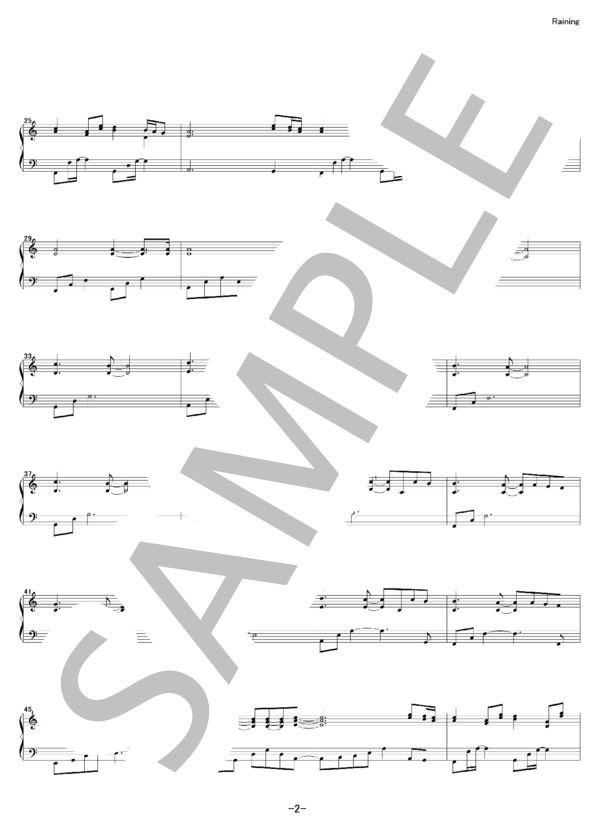 Raining (BJ-AKI) / ピアノソロ 初〜中級 - サンプル譜面 3/4