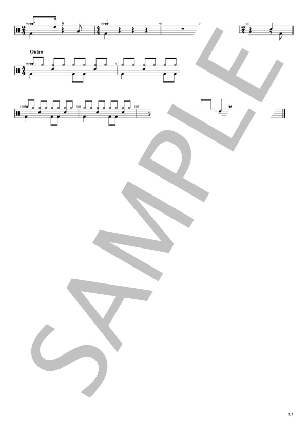 クリスマスソング (back number) / ドラム 初〜中級 - サンプル譜面 3/3