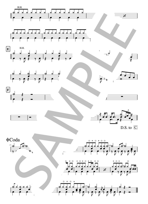 『僕らまだアンダーグラウンド』Eve ドラム譜 3ページ / その他 - サンプル譜面 3/3