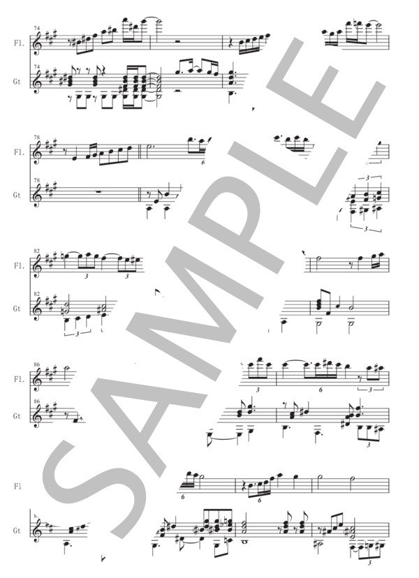「アディオス・ノニーノADIÓS NONINO」（タンゴ）フルート＋ギター二重奏編曲 (アストル・ピアソラ) / ギター室内楽 上級 - サンプル譜面 5/5