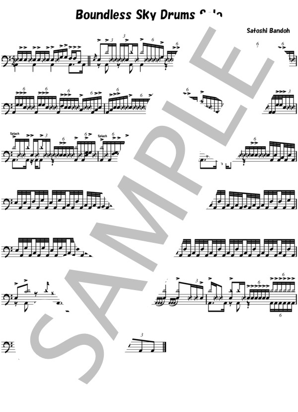 Boundless Sky (坂東 慧) / ドラム 中〜上級 - サンプル譜面 1/1