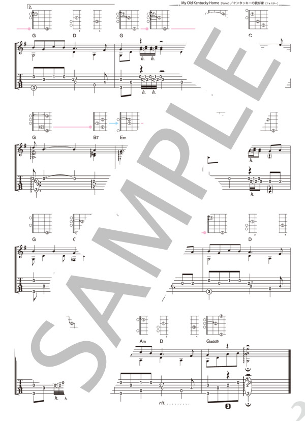 ケンタッキーの我が家 (南澤 大介) / ギターソロ 初級 - サンプル譜面 2/3