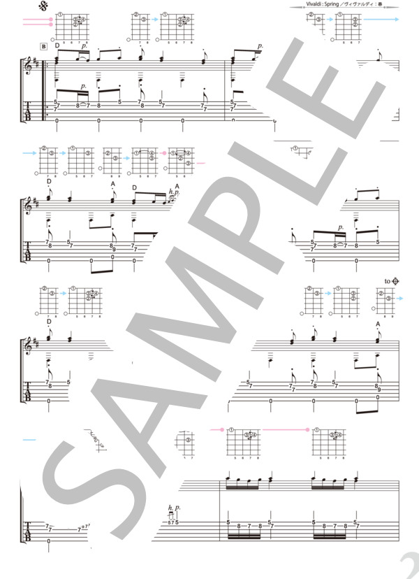 ヴィヴァルディ：春 (南澤 大介) / ギターソロ 中級 - サンプル譜面 2/5