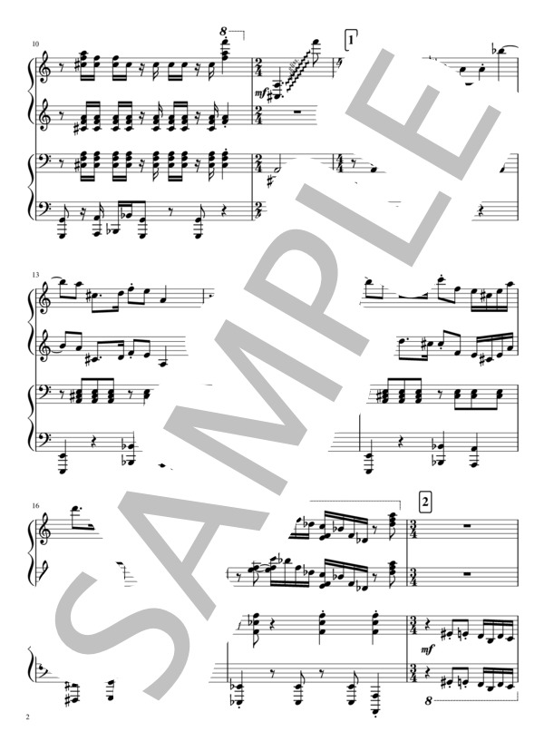 【連弾】美食探偵 明智五郎 Main Theme (坂東 祐大) / ピアノ連弾 上級 - サンプル譜面 2/5