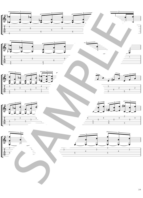 【月光】ピアノソナタ第14番（ギター・タブ譜） (ベートーベン) / ギターソロ 中級 - サンプル譜面 2/5