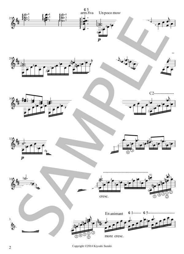 Clair de Lune  / 月の光  /  ギター楽譜 (ドビッシー) / ギターソロ 上級 - サンプル譜面 2/4