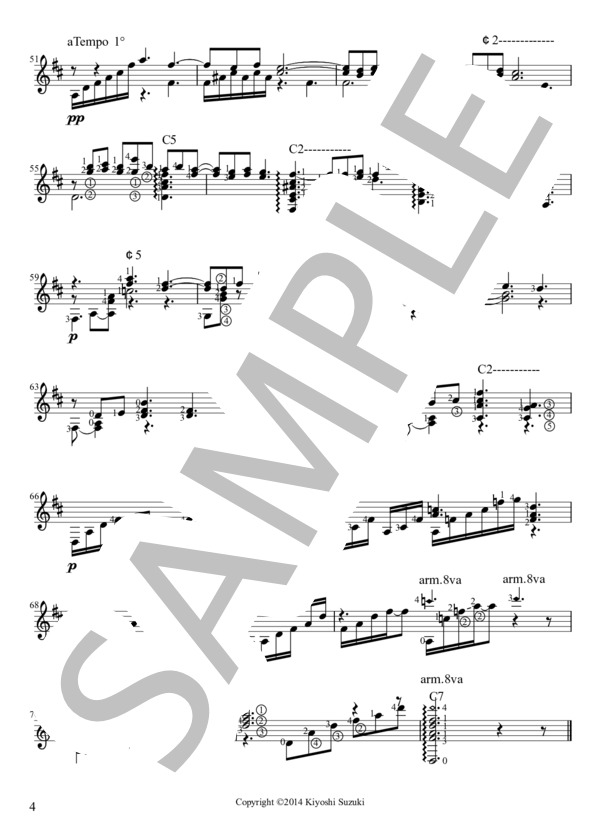 Clair de Lune  / 月の光  /  ギター楽譜 (ドビッシー) / ギターソロ 上級 - サンプル譜面 4/4