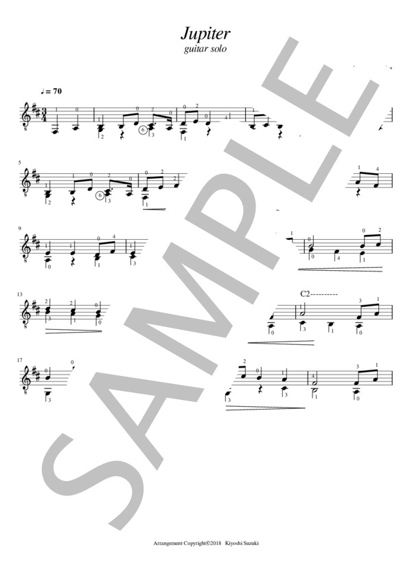 Jupiter  /  ジュピター  /  ギター楽譜 (グスタフ・ホルスト) / ギターソロ 初級 - サンプル譜面 1/2