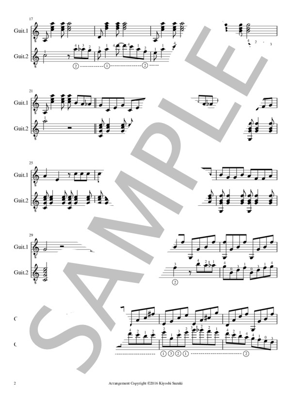 ティコ・ティコ  /  ギター楽譜  /  二重奏 (ゼキーニァ・アブレウ) / ギターデュオ 初級 - サンプル譜面 2/3