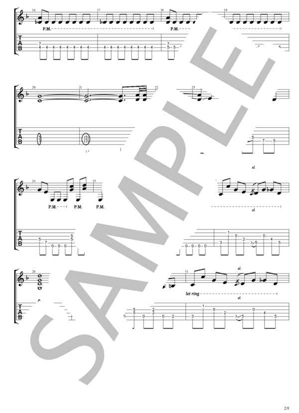 さよなら傷だらけの日々よ (B'z) / ギターソロ 中級 - サンプル譜面 2/5