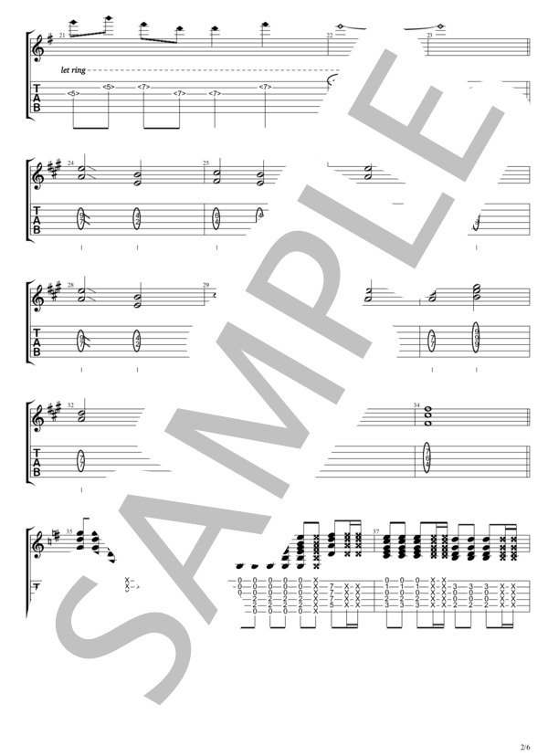 永遠の翼 (B'z) / ギターソロ 初〜中級 - サンプル譜面 2/5